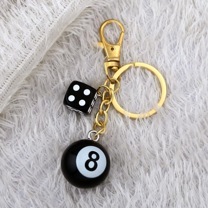 SORGERLY 8 Ball Dice Charm Keychain - Cute Bag Purse Handbag Accessories - Y2K Aesthetic Key Chain for Women Men - Image 1